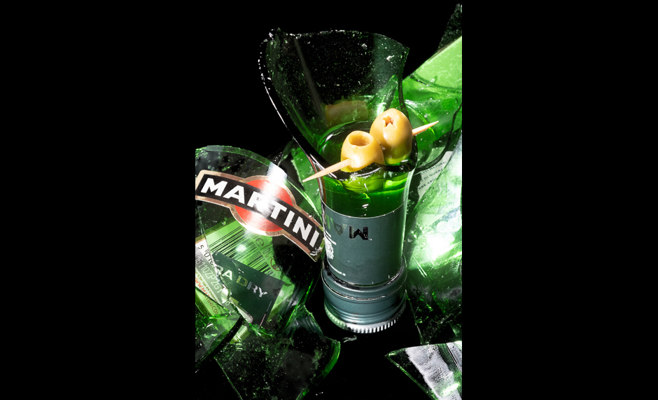 SmashedBottleOlivesDirtyMartini